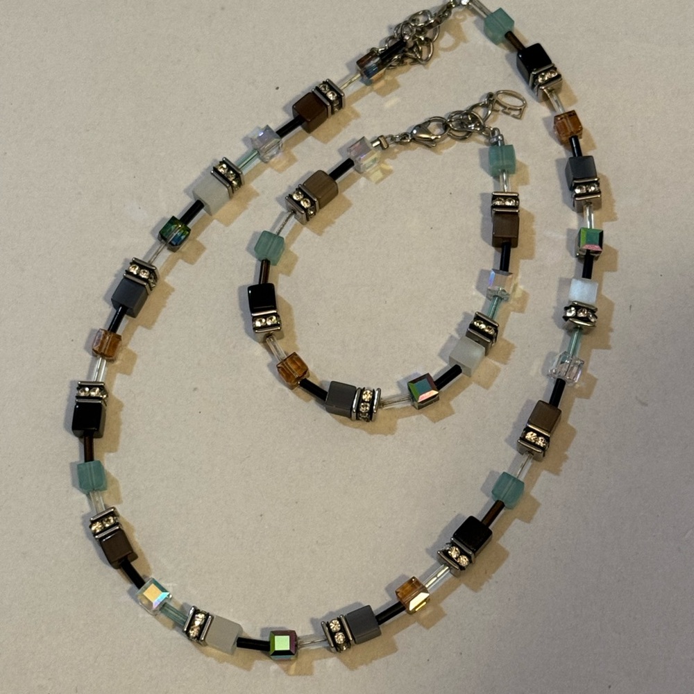 Black and Silver Beaded Necklace Elegant Jewelry